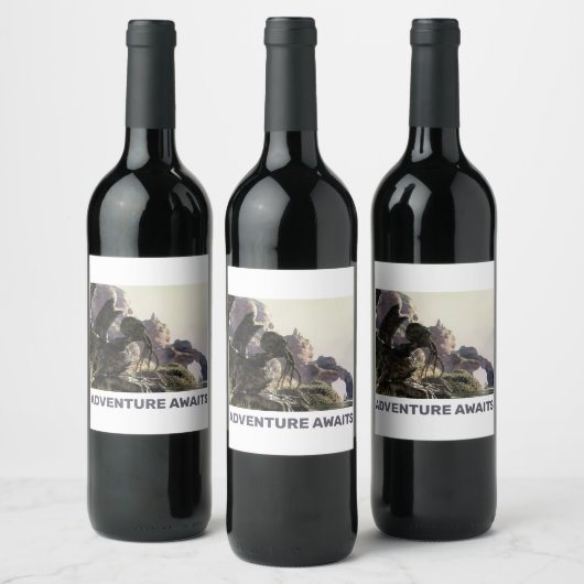 Adventure Awaits. Fantasy landscape ワインラベル (ボトル)