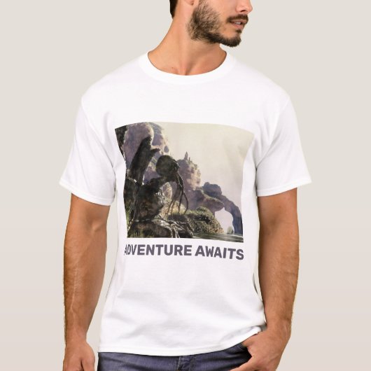 Adventure Awaits. Fantasy landscape Tシャツ (正面)