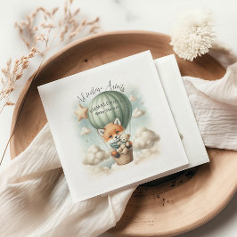 Adventure Awaits Hot Air Balloon Fox Baby Shower スタンダードカクテルナプキン