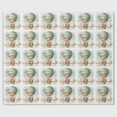 Adventure Awaits Hot Air Balloon Fox Baby Shower ラッピングペーパー (フラット)