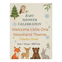 Adventure Awaits Invitation Woodland Baby Shower  ポスター