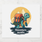 Adventure Awaits is Hiking Adventures is Outdoor A スパークリングワインラベル (シングルラベル)