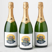 Adventure Awaits is Hiking Adventures is Outdoor A スパークリングワインラベル (ボトル)