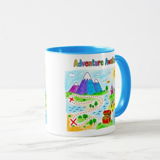 Adventure Awaits Kids Treasure Map Design マグカップ (正面右)