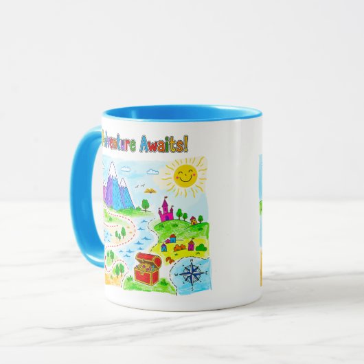 Adventure Awaits Kids Treasure Map Design マグカップ (正面左)