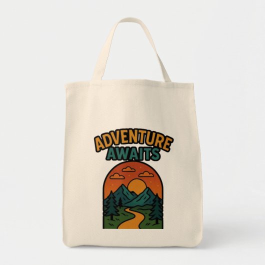 Adventure Awaits Minimalist Print - Outdoor Travel トートバッグ (正面)