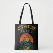 Adventure Awaits Minimalist Print - Outdoor Travel トートバッグ (正面)