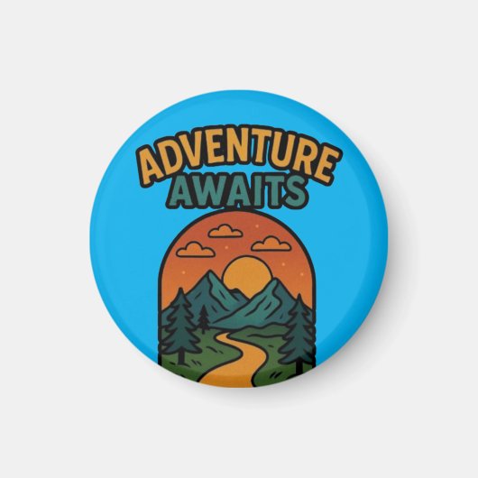 Adventure Awaits Minimalist Print - Outdoor Travel マグネット (正面)