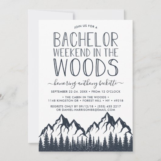 Adventure Awaits! Mountain Bachelor Weekend 招待状 (正面)