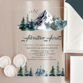 Adventure Awaits Mountain Forest Bridal Shower アクリル招待状