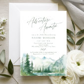 Adventure Awaits Mountain Rustic Bridal Shower 招待状