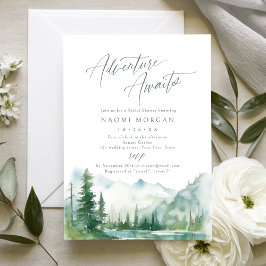 Adventure Awaits Mountain Rustic Bridal Shower 招待状
