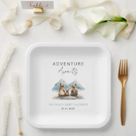 Adventure Awaits Mountains Baby Shower Party ペーパープレート