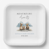 Adventure Awaits Mountains Baby Shower Party ペーパープレート (正面)