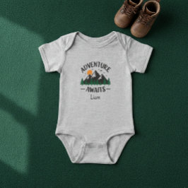 Adventure Awaits Mountains Personalized  Bodysuit ベビーボディスーツ