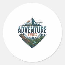 Adventure Awaits Peaks & Valleys Classic Stickers. ラウンドシール