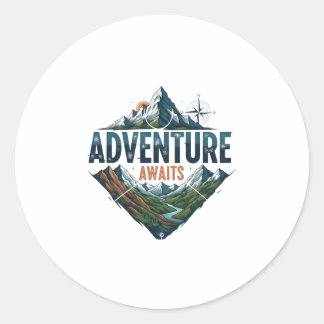 Adventure Awaits Peaks & Valleys Classic Stickers. ラウンドシール