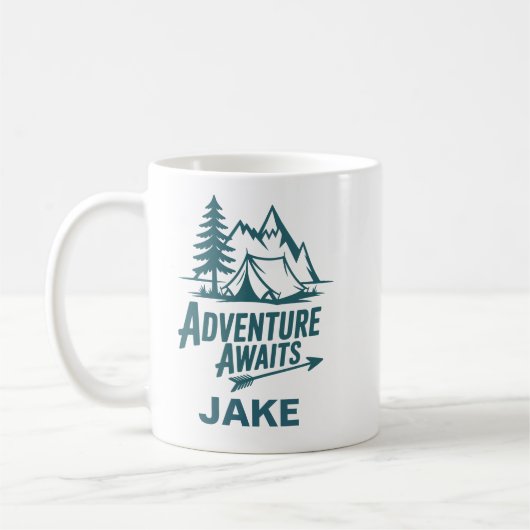 Adventure Awaits Personalized Camping Coffee コーヒーマグカップ (左)