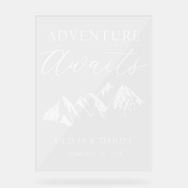 Adventure Awaits Personalized Wedding アクリルサイン