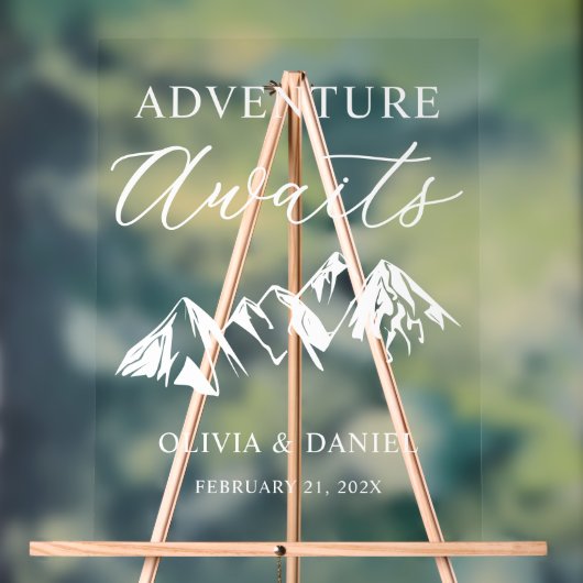 Adventure Awaits Personalized Wedding アクリルサイン (ニュートラル)