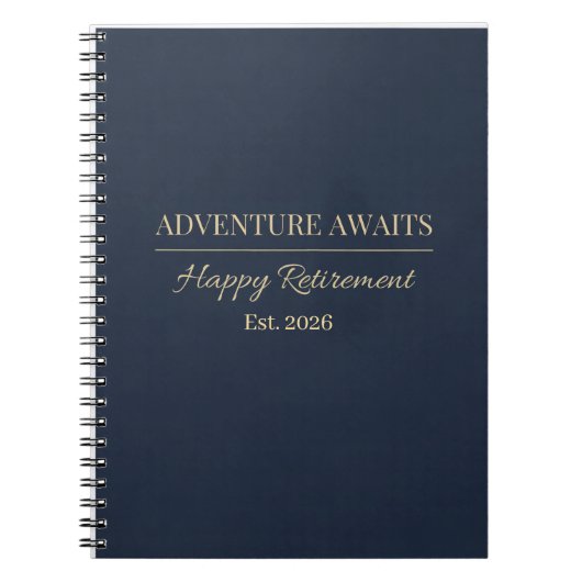 Adventure Awaits Retirement Est Year ノートブック (正面)