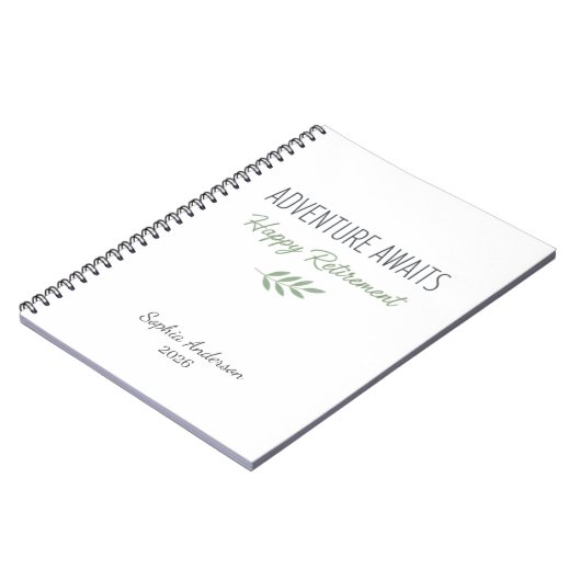Adventure Awaits Retirement Personalized ノートブック (左側)