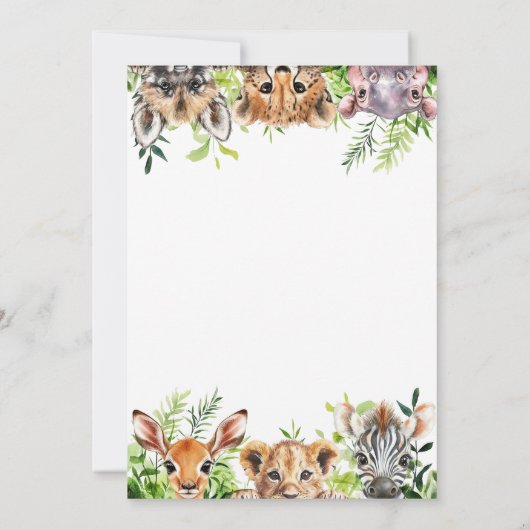 Adventure Awaits Safari Animals Baby Shower 招待状 (裏面)