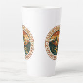  Adventure Awaits Sticker - Vintage Mountain Natio カフェラテマグ (正面)