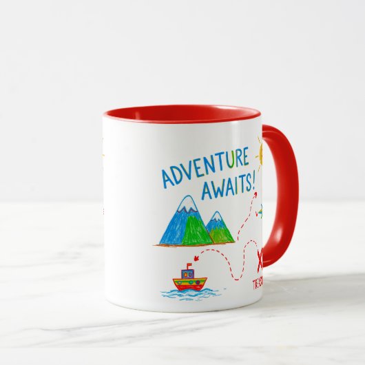 Adventure Awaits Treasure Map Kids Drawing マグカップ (正面右)