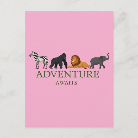 Adventure Awaits - Vintage Binoculars and Mountain ポストカード (正面)