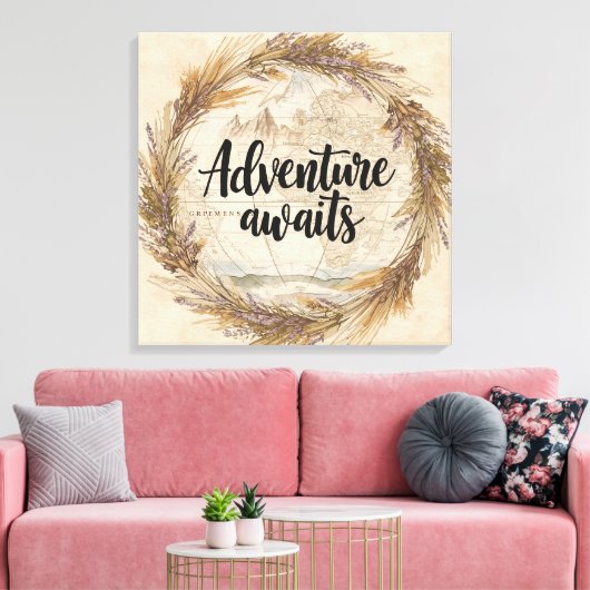Adventure Awaits Wall Art | Travel and Wanderlust  キャンバスプリント (インサイチュ (リビング))