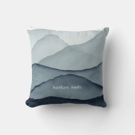 Adventure Awaits Watercolor Mountain クッション
