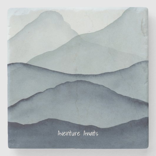 Adventure Awaits Watercolor Mountain ストーンコースター (正面)
