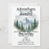 Adventure Awaits, Watercolor Woods Baby Shower 招待状 (正面)
