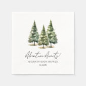 Adventure Awaits! Winter Pine Trees Baby Shower スタンダードカクテルナプキン (正面)
