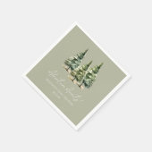 Adventure Awaits! Winter Pine Trees Baby Shower スタンダードカクテルナプキン (角)