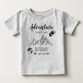 Adventure awaits with customizable name ベビーTシャツ