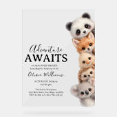 Adventure Awaits Woodland Animals Baby Shower アクリルサイン (正面)