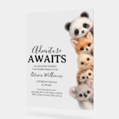 Adventure Awaits Woodland Animals Baby Shower アクリルサイン (傾斜)