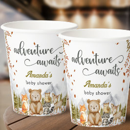 Adventure Awaits Woodland Animals Baby Shower 紙コップ