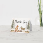 Adventure Awaits Woodland Baby Shower サンキューカード (正面)