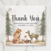 Adventure Awaits Woodland Baby Shower フェイバータグ (正面)