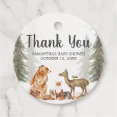 Adventure Awaits Woodland Baby Shower フェイバータグ (正面)