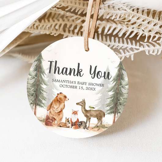 Adventure Awaits Woodland Baby Shower フェイバータグ