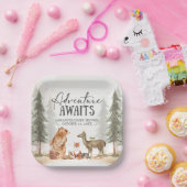 Adventure Awaits Woodland Baby Shower ペーパープレート (パーティー)