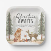 Adventure Awaits Woodland Baby Shower ペーパープレート (正面)