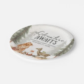 Adventure Awaits Woodland Baby Shower ペーパープレート (アングル)