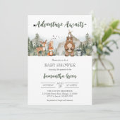 Adventure Awaits Woodland Baby Shower 招待状 (スタンド正面)