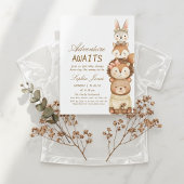 Adventure Awaits Woodland Cute Animals Baby Shower 招待状