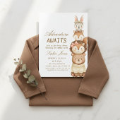 Adventure Awaits Woodland Cute Animals Baby Shower 招待状